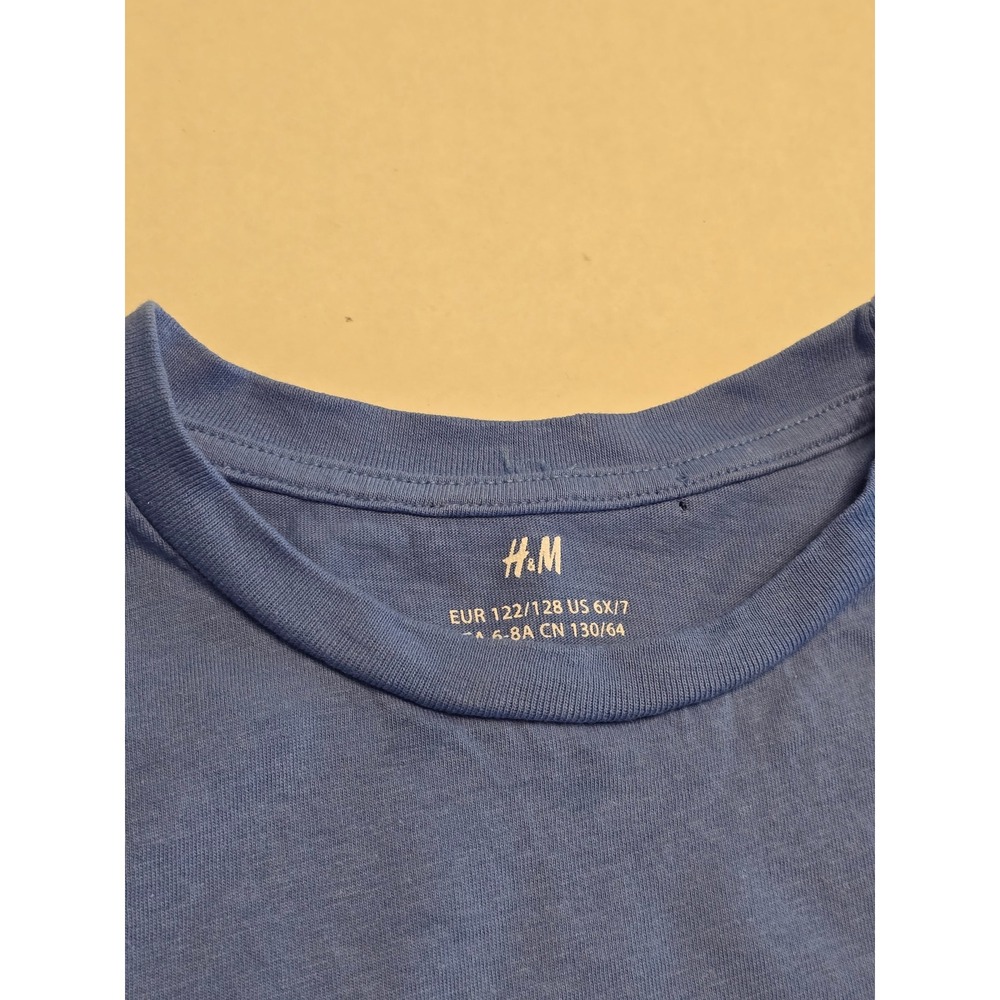 H&M‎ Blue Kids Basic Short Sleeve T-Shirt Top Crew Neck Casual Size 6X/7